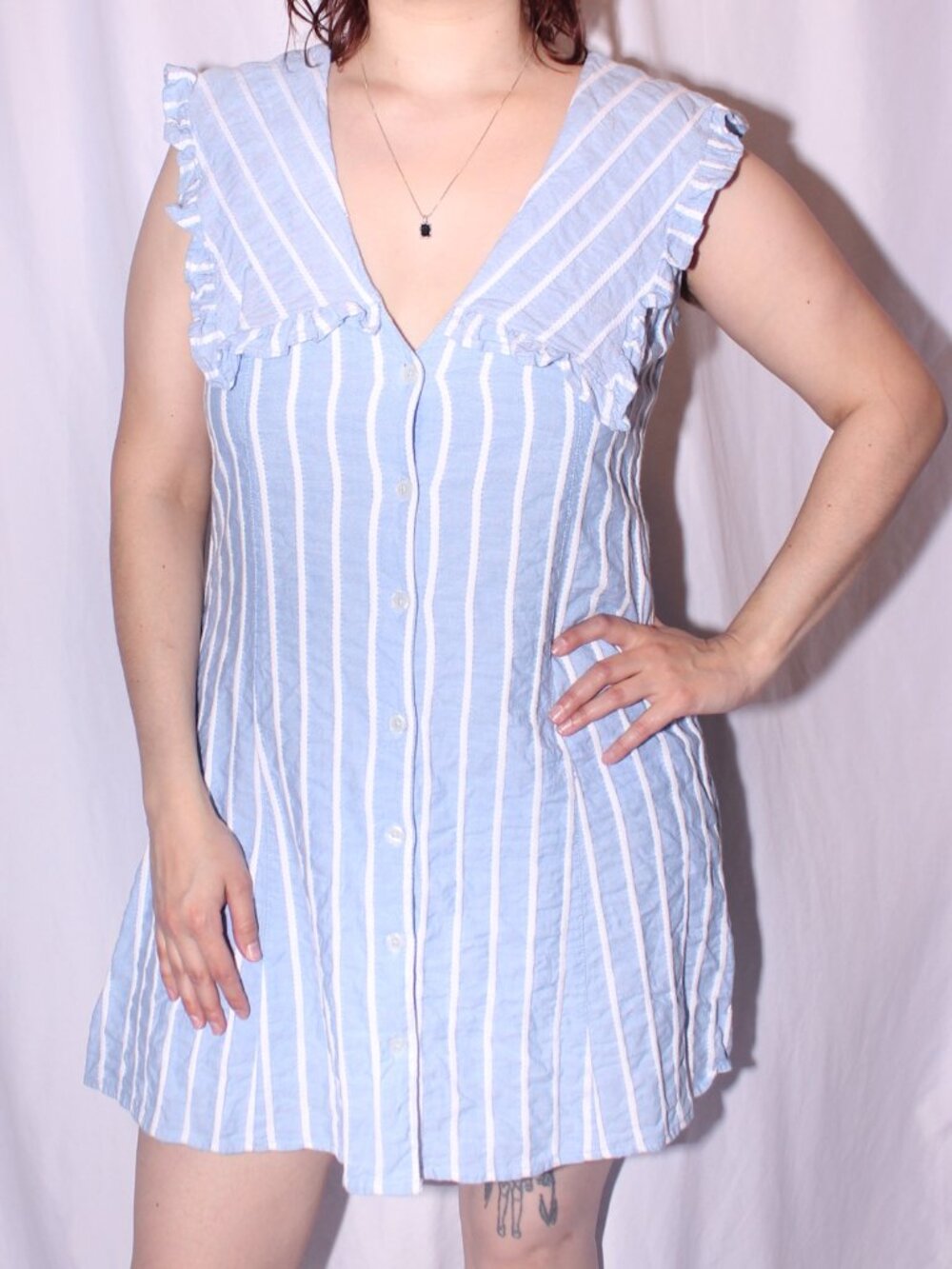 ASOS Reclaimed Vintage striped collar dress